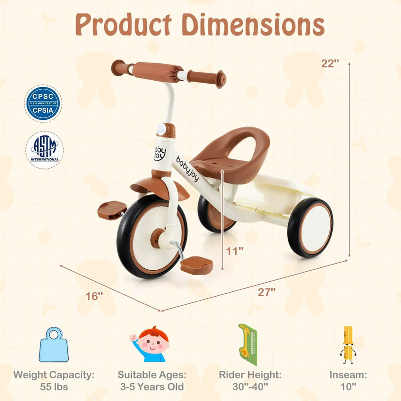Toddler Tricycle Kids Trike with Adjustable Seat and by DirectDeals