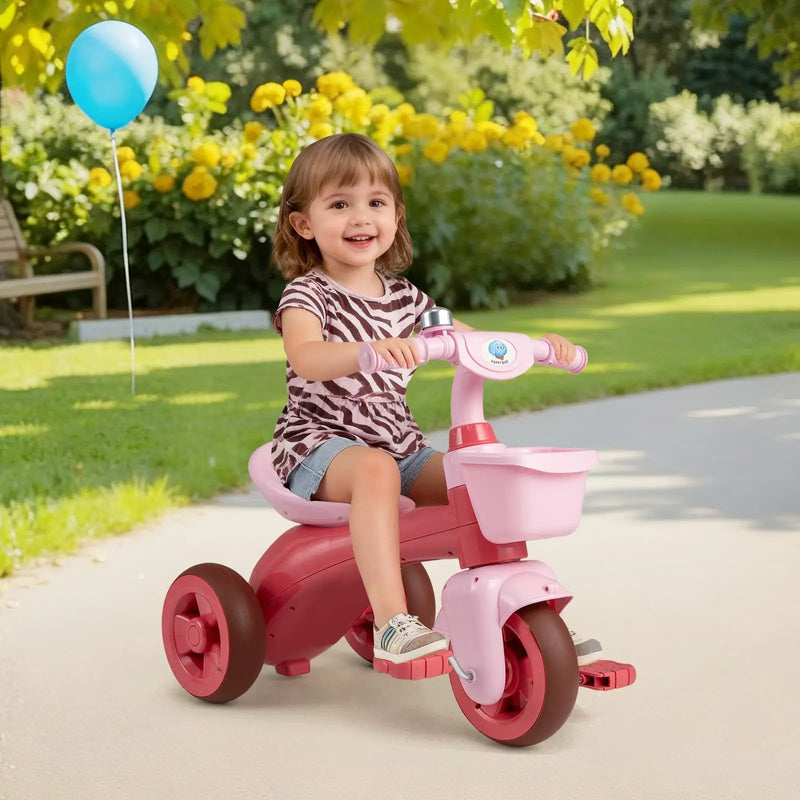Toddler Tricycle with Limited Steering with Front Baskets and Bell by DirectDeals