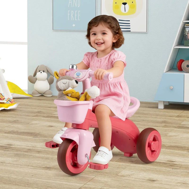 Toddler Tricycle with Limited Steering with Front Baskets and Bell by DirectDeals