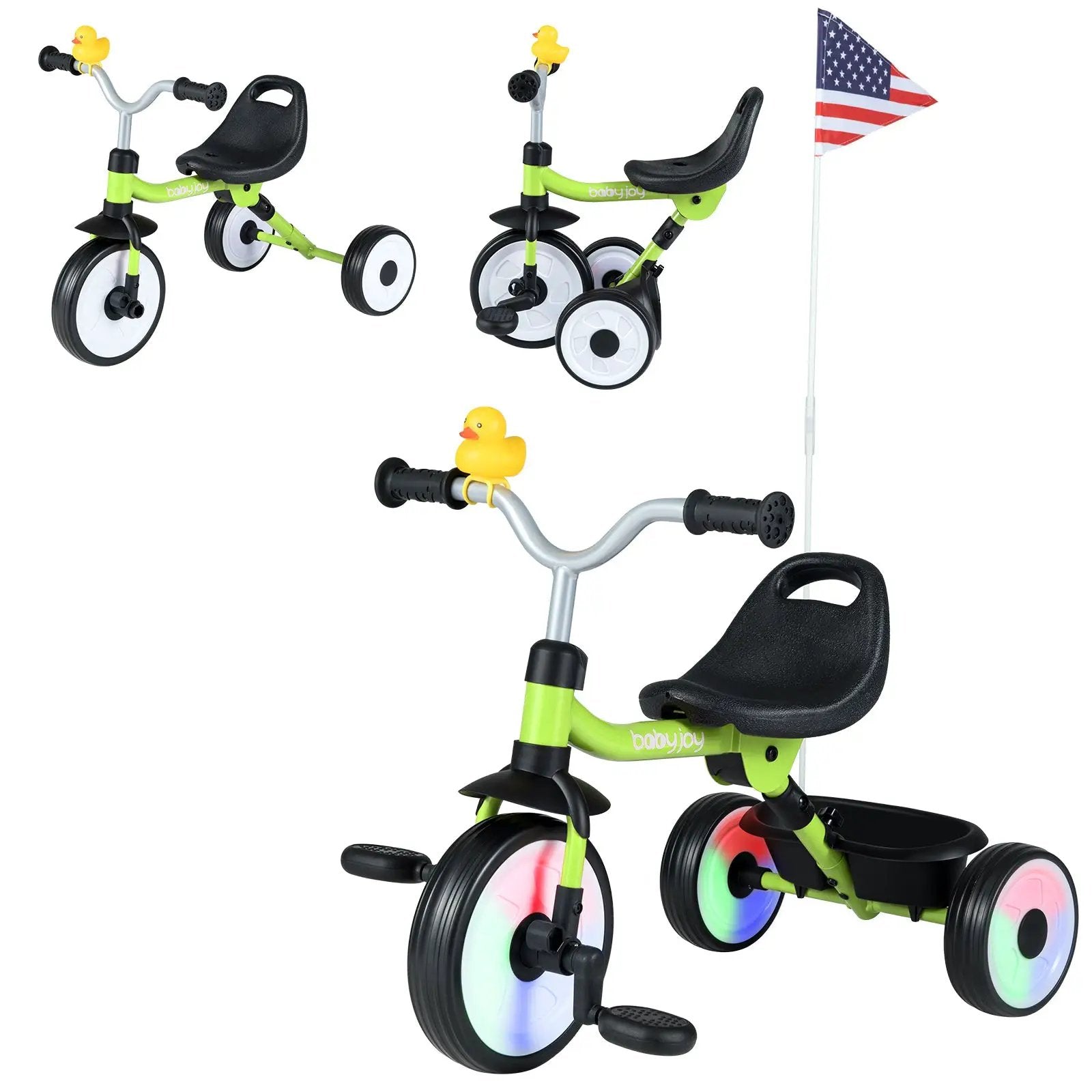 Toddler Tricycle with 3-Position Seat and Storage Basket for Kids by DirectDeals