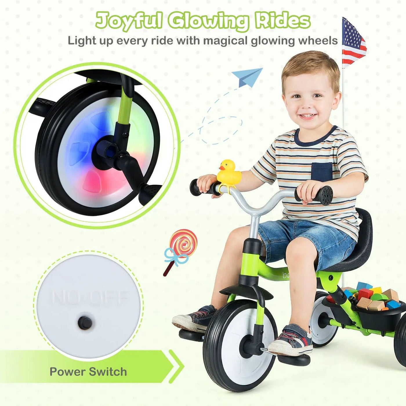 Toddler Tricycle with 3-Position Seat and Storage Basket for Kids by DirectDeals
