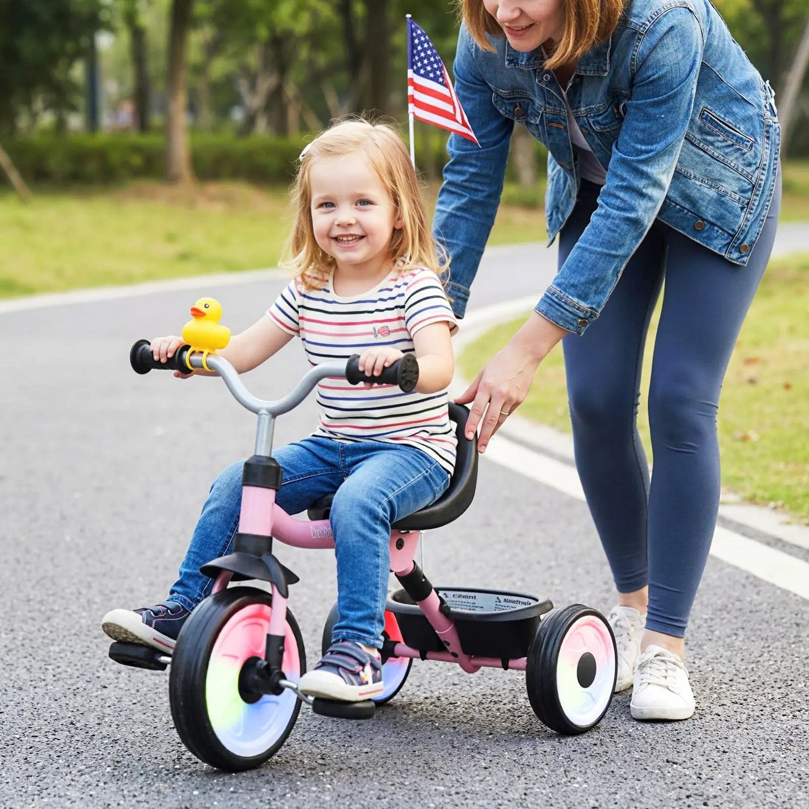 Toddler Tricycle with 3-Position Seat and Storage Basket for Kids by DirectDeals