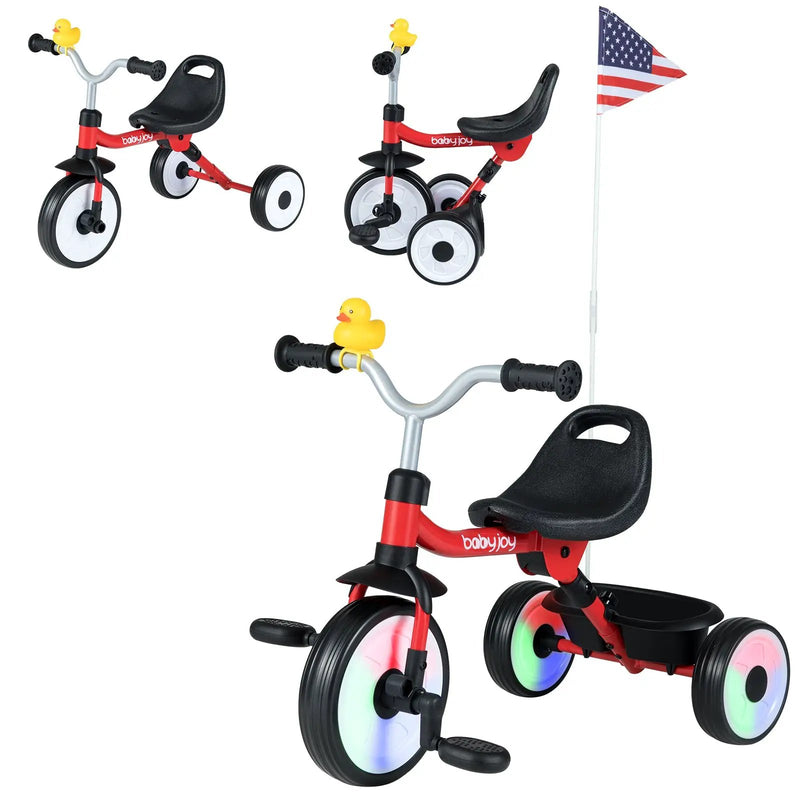 Toddler Tricycle with 3-Position Seat and Storage Basket for Kids by DirectDeals