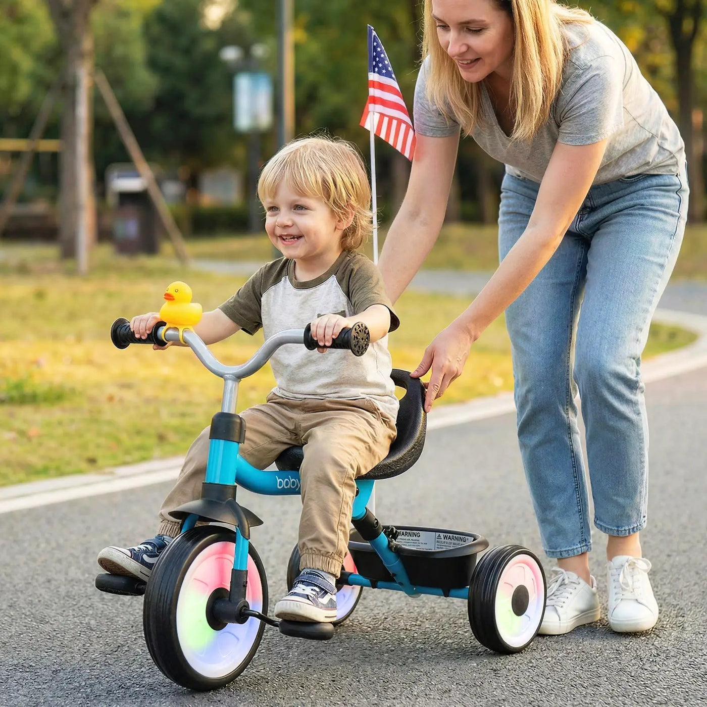 Toddler Tricycle with 3-Position Seat and Storage Basket for Kids by DirectDeals
