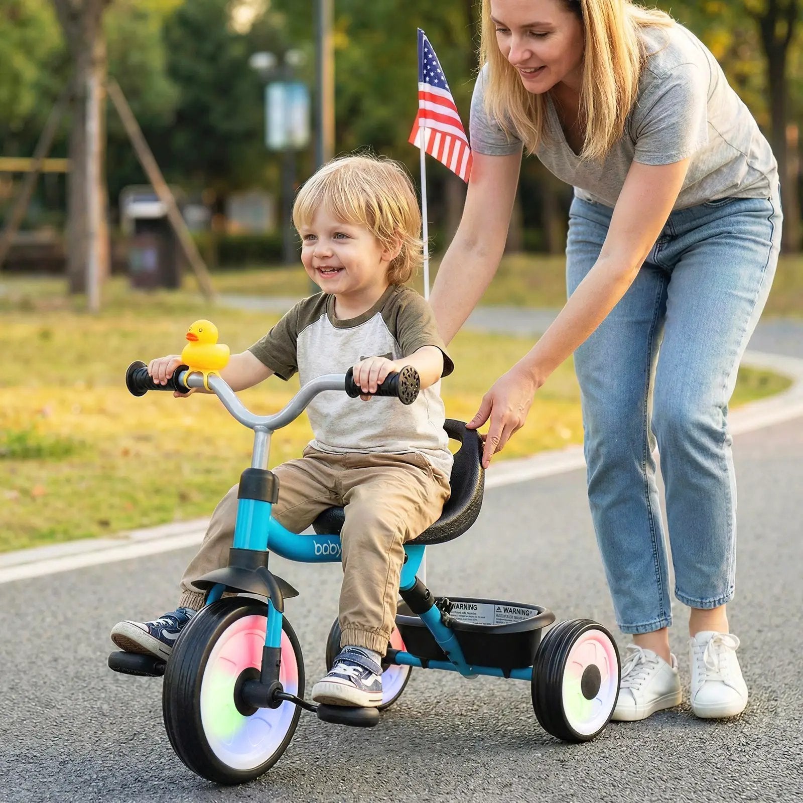 Toddler Tricycle with 3-Position Seat and Storage Basket for Kids by DirectDeals