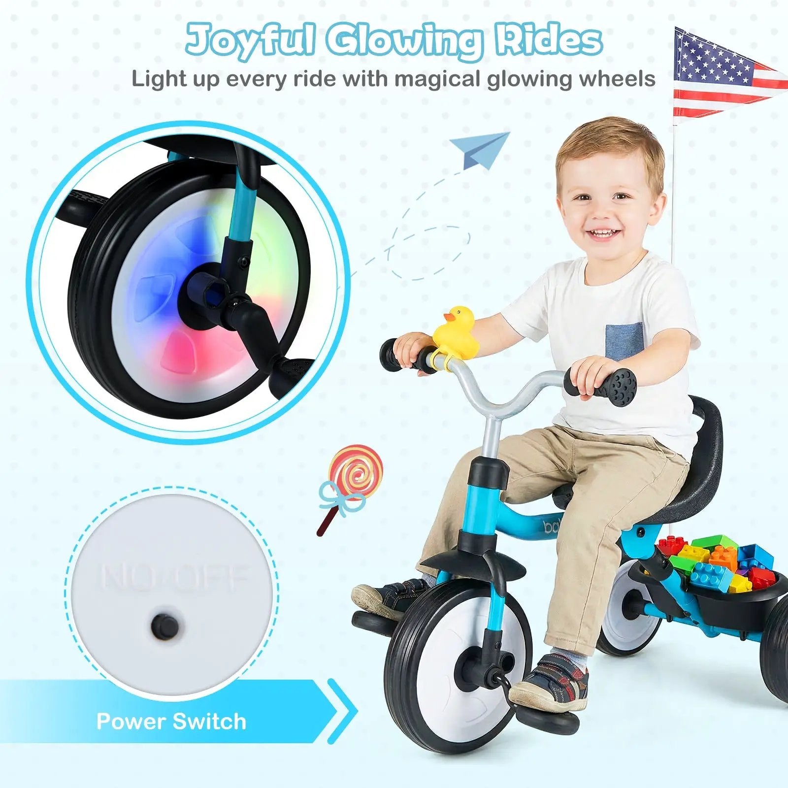 Toddler Tricycle with 3-Position Seat and Storage Basket for Kids by DirectDeals