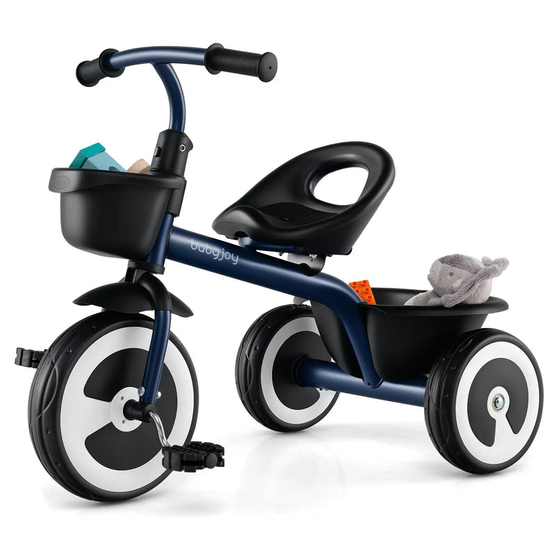 Toddler Tricycle with Adjustable Seat and Storage Baskets for 1.5-5 Years Old by DirectDeals