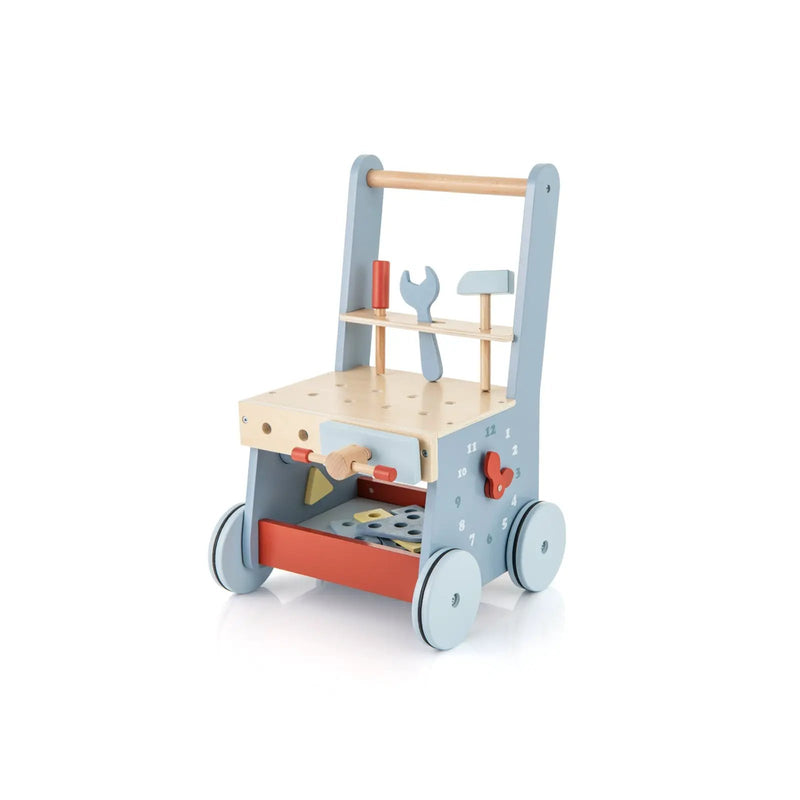 2-in-1 Toddler Wooden Baby Push Walker with Multi-Activity Center by DirectDeals