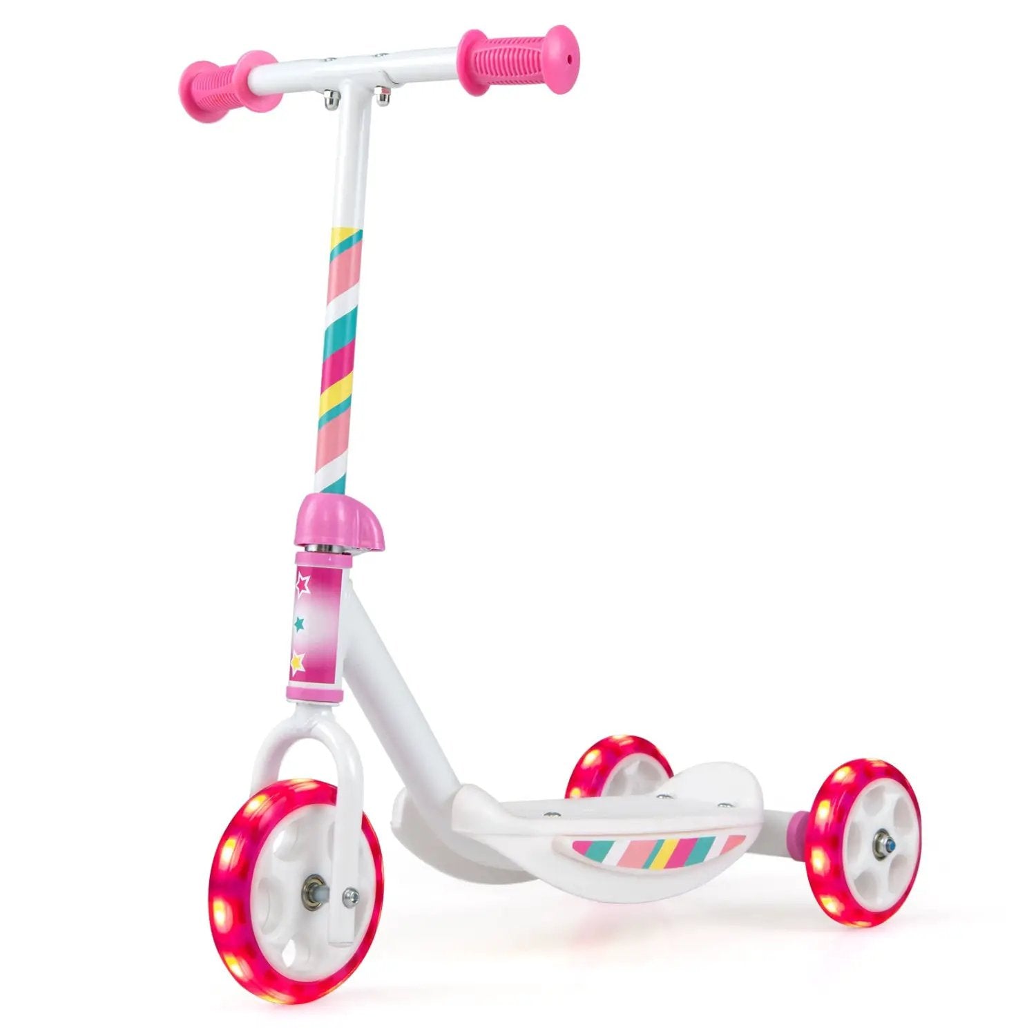 Toddlers Kick Scooter with LED Light-Up Wheels and Wide Anti-Slip Deck for Boys and Girls by DirectDeals