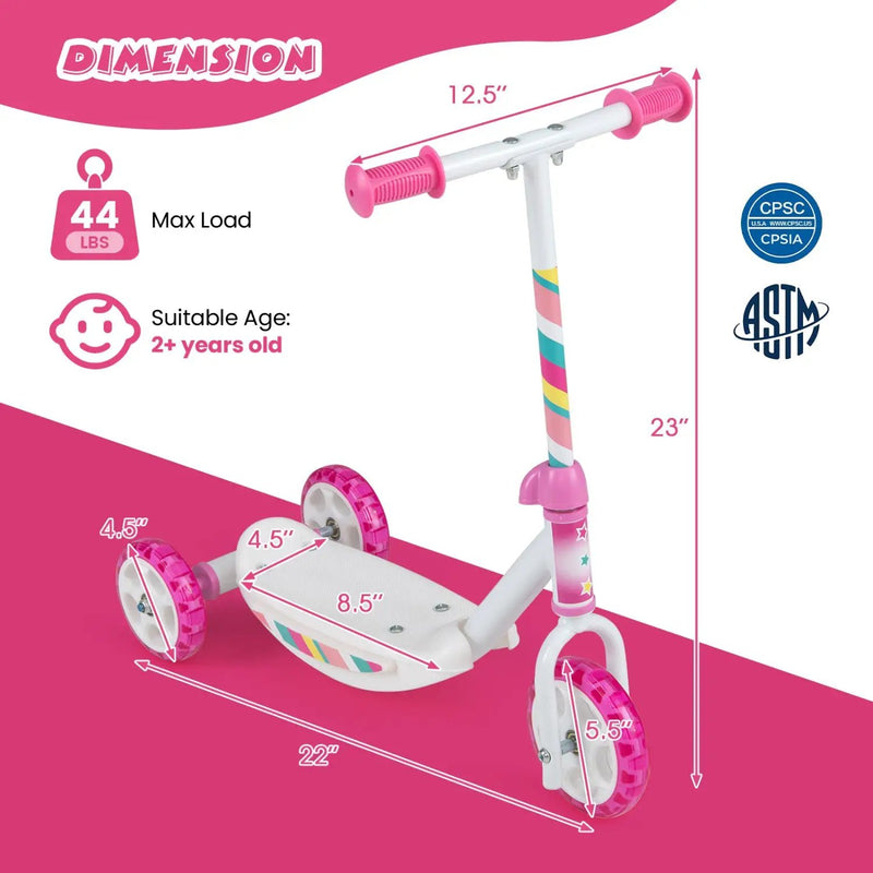 Toddlers Kick Scooter with LED Light-Up Wheels and Wide Anti-Slip Deck for Boys and Girls by DirectDeals