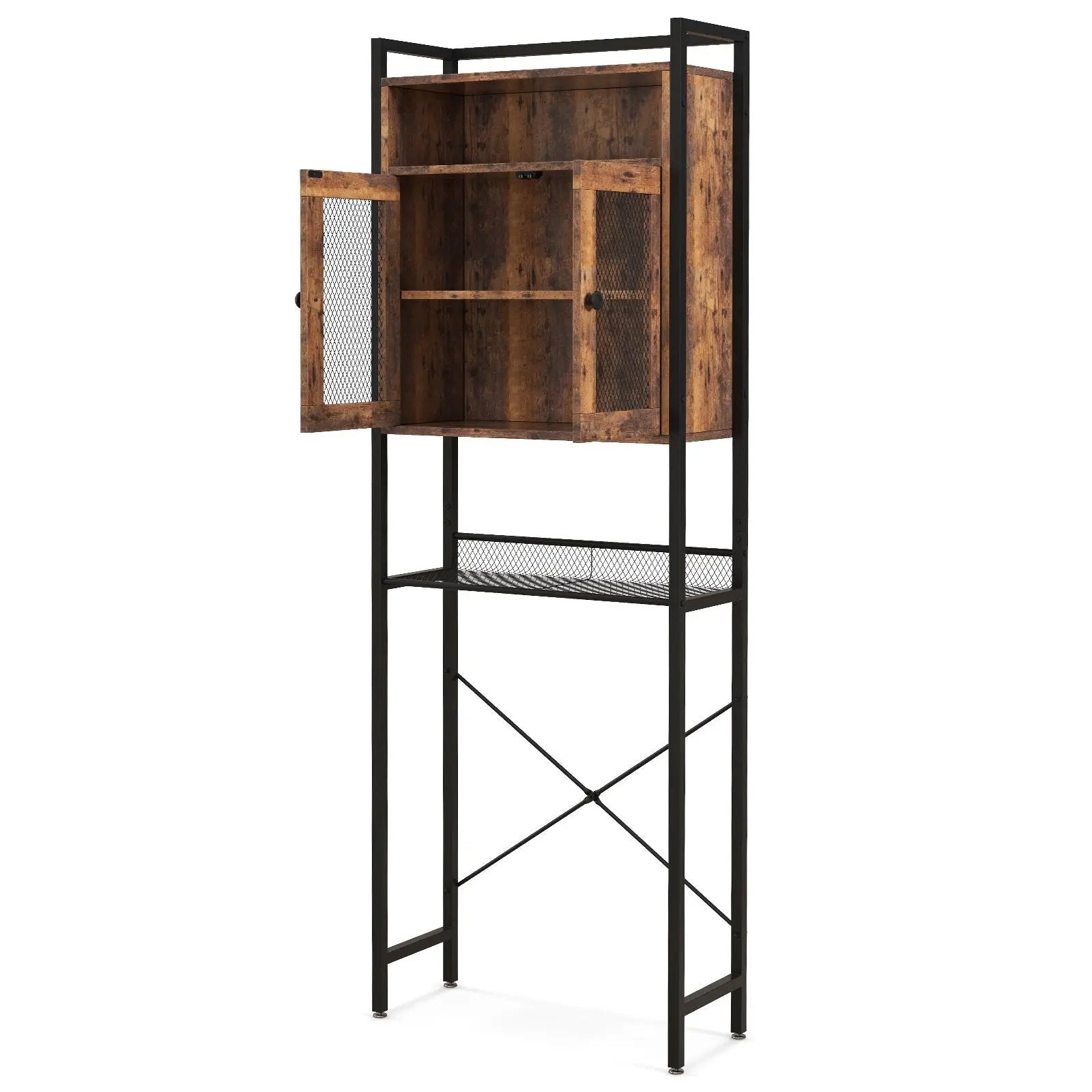Over-The-Toilet Storage Cabinet with Heavy-Duty Metal Frame 2-door Freestanding by DirectDeals