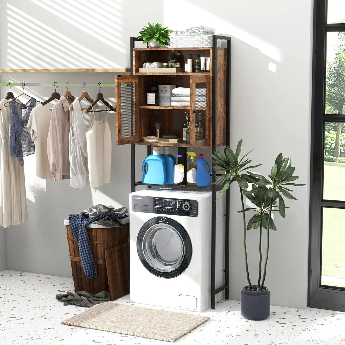 Over-The-Toilet Storage Cabinet with Heavy-Duty Metal Frame 2-door Freestanding by DirectDeals