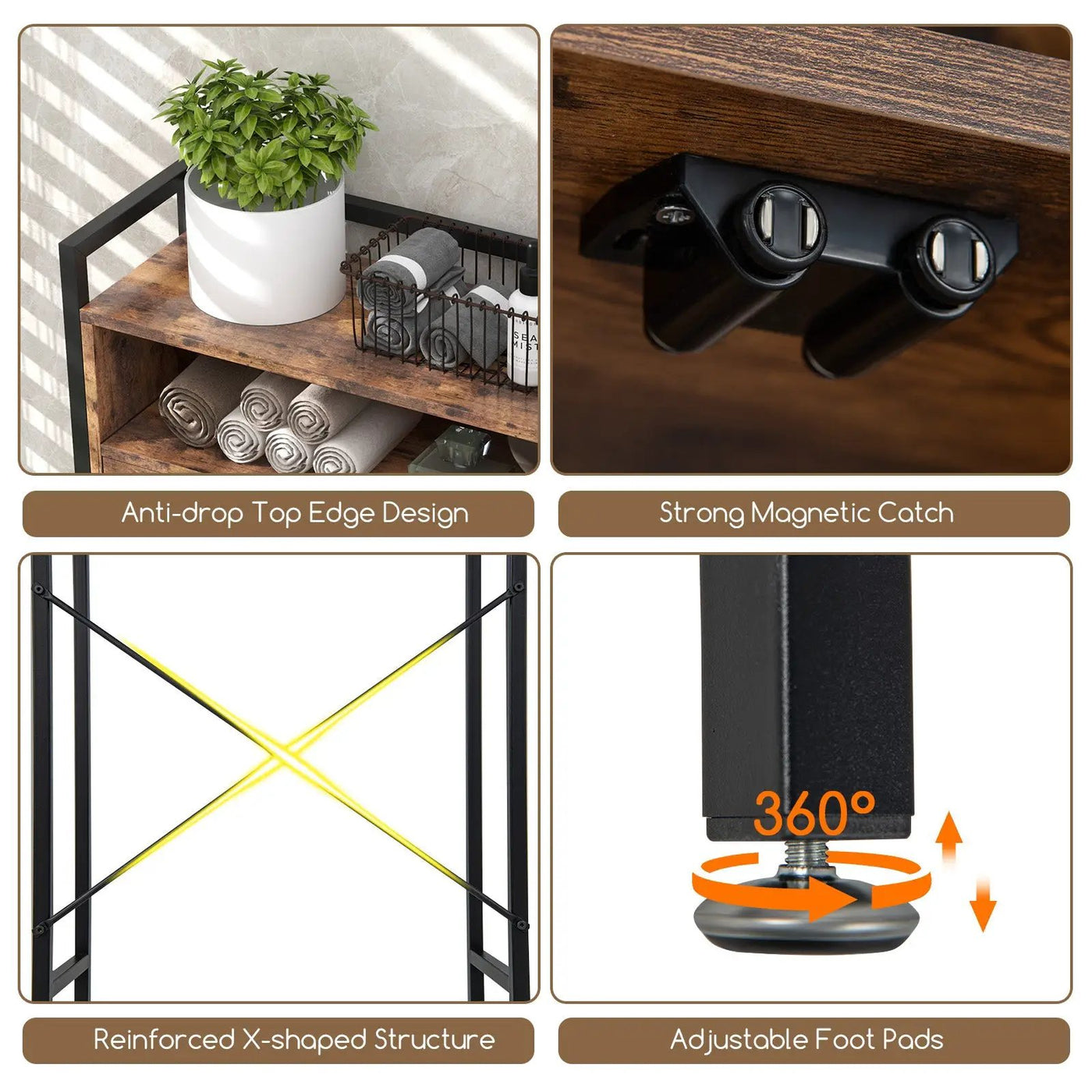 Over-The-Toilet Storage Cabinet with Heavy-Duty Metal Frame 2-door Freestanding by DirectDeals