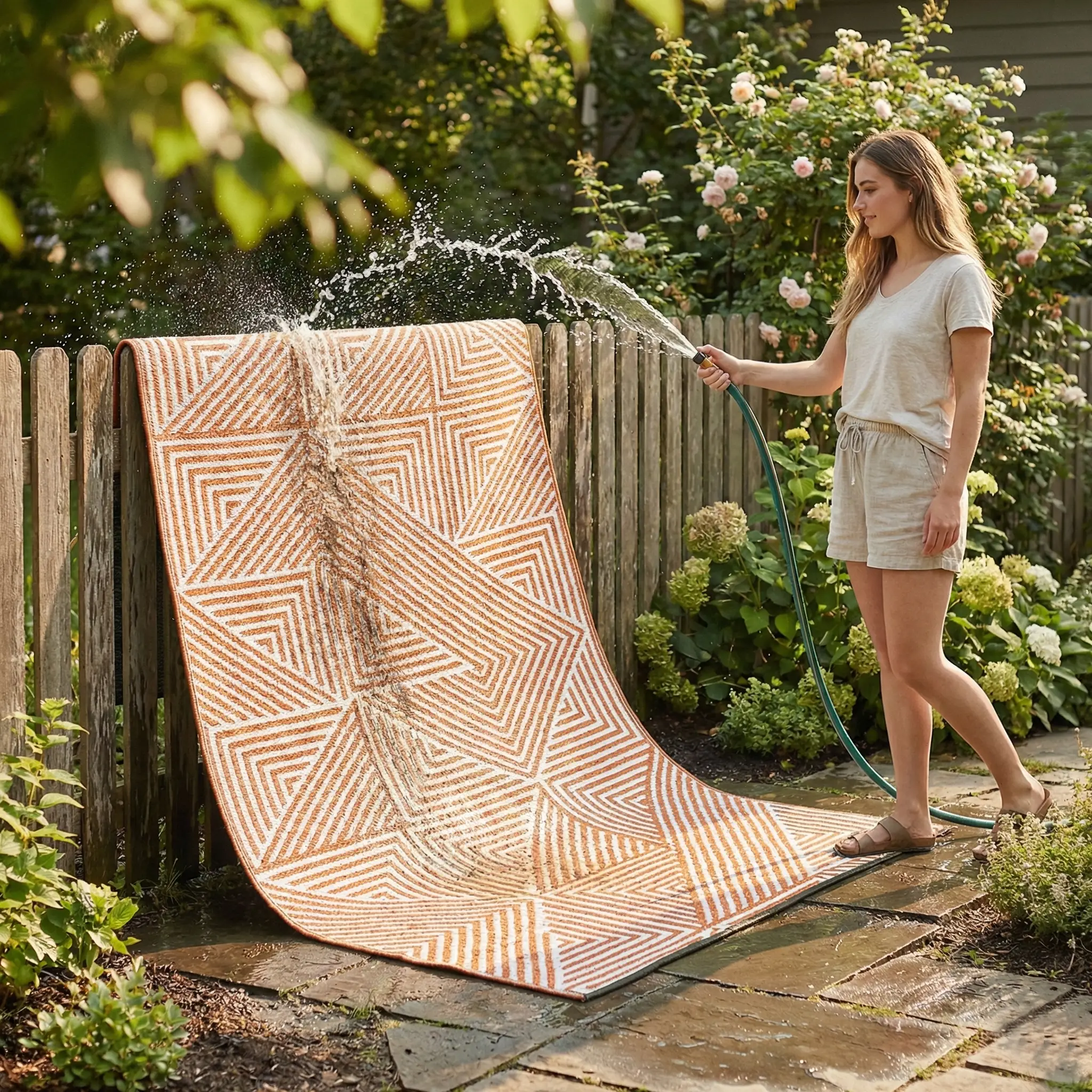 Tokyo - Burnt Orange Outdoor Rug for Patio by Fab Habitat