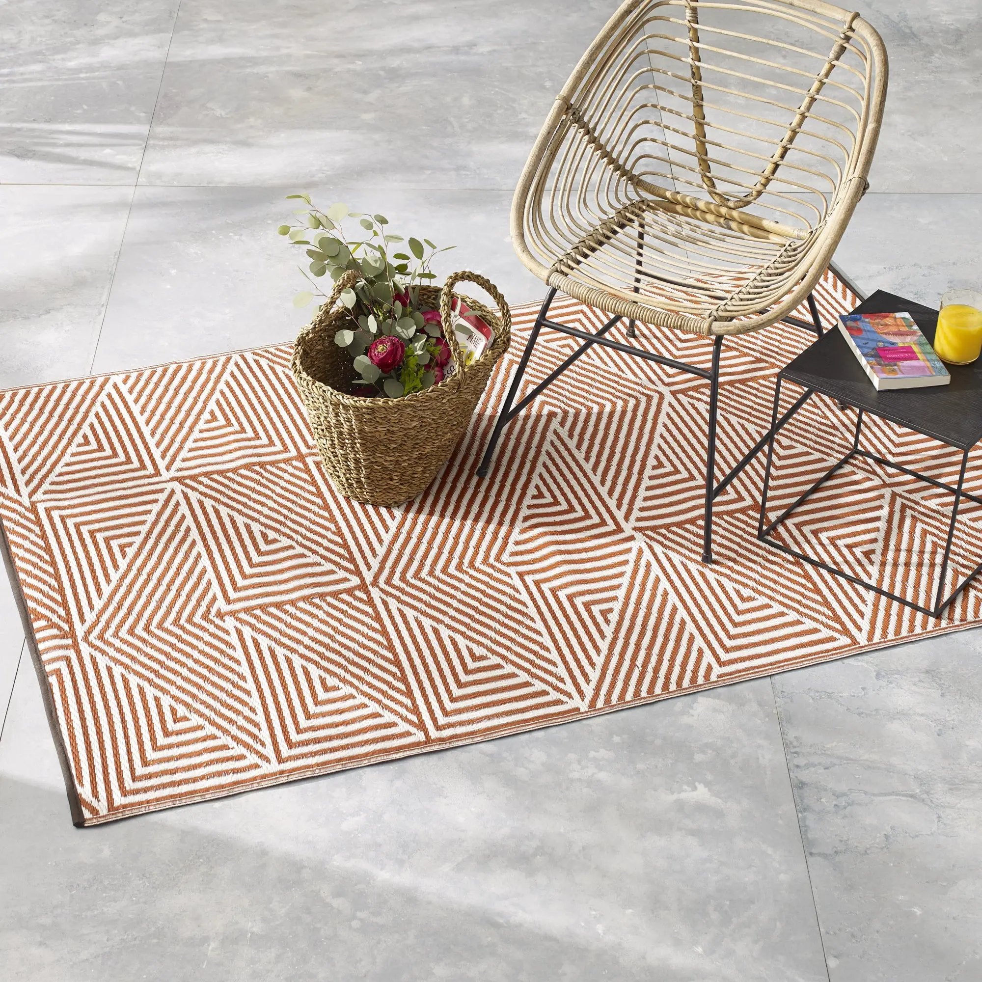 Tokyo - Burnt Orange Outdoor Rug for Patio by Fab Habitat