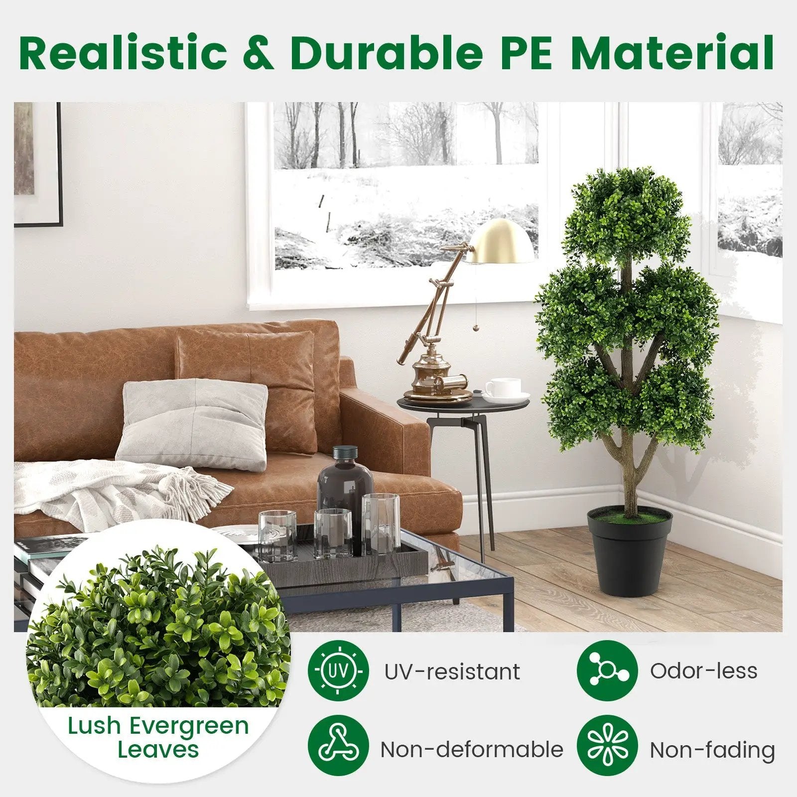 45 Inch Artificial Boxwood Topiary Ball Tree by DirectDeals