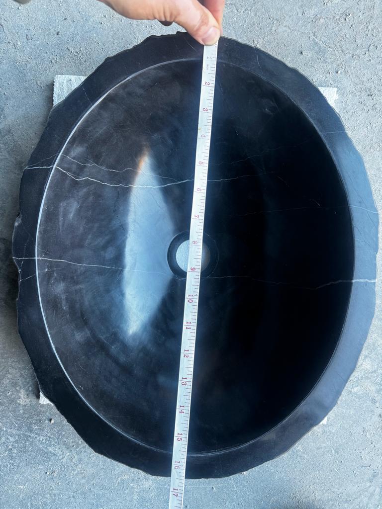 Toros Black Rustic Marble Above Vanity Bathroom Oval Sink (W)14" (L)17" (H)6" by GobekDesign