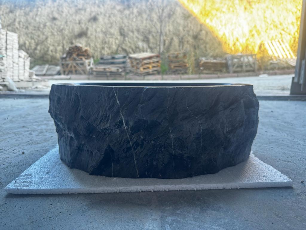 Toros Black Rustic Marble Above Vanity Bathroom Oval Sink (W)14" (L)17" (H)6" by GobekDesign
