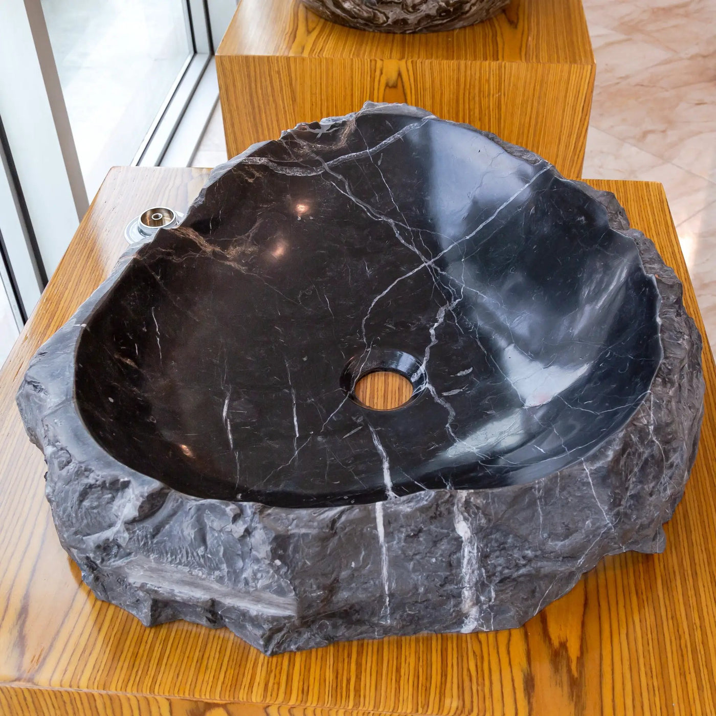 Black Turkish Marble Natural Stone Handcrafted Vessel Sink 17x17x5 by GobekDesign