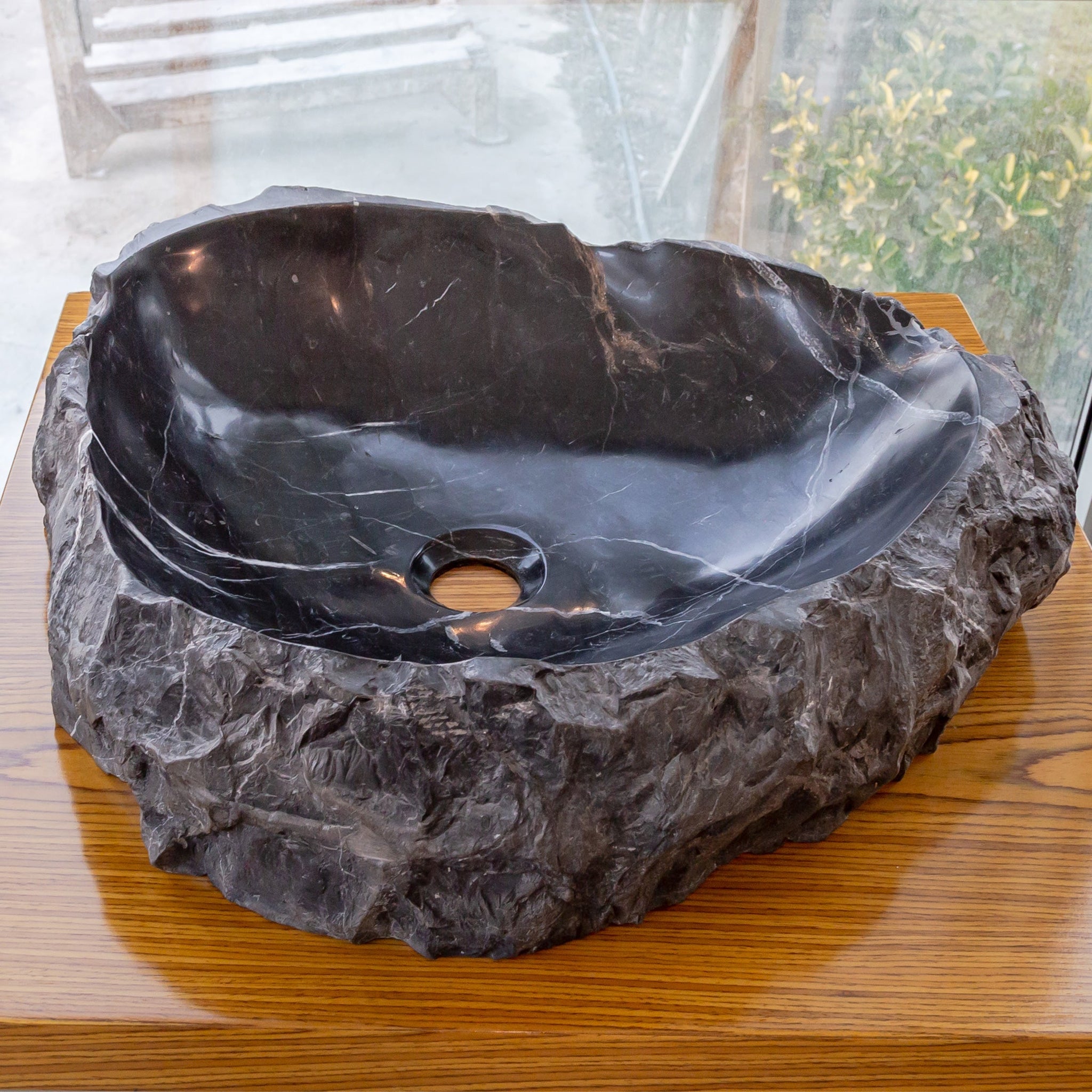 Toros Black Marble Natural Stone Vessel Sink (W)31" (L)23" (H)6" by GobekDesign