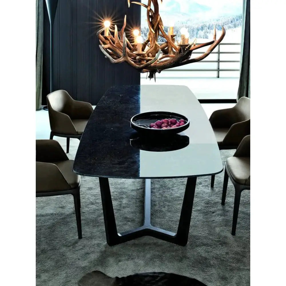 Natural Marble Rectangular Dining Table - Polished Eased Edge by GobekDesign