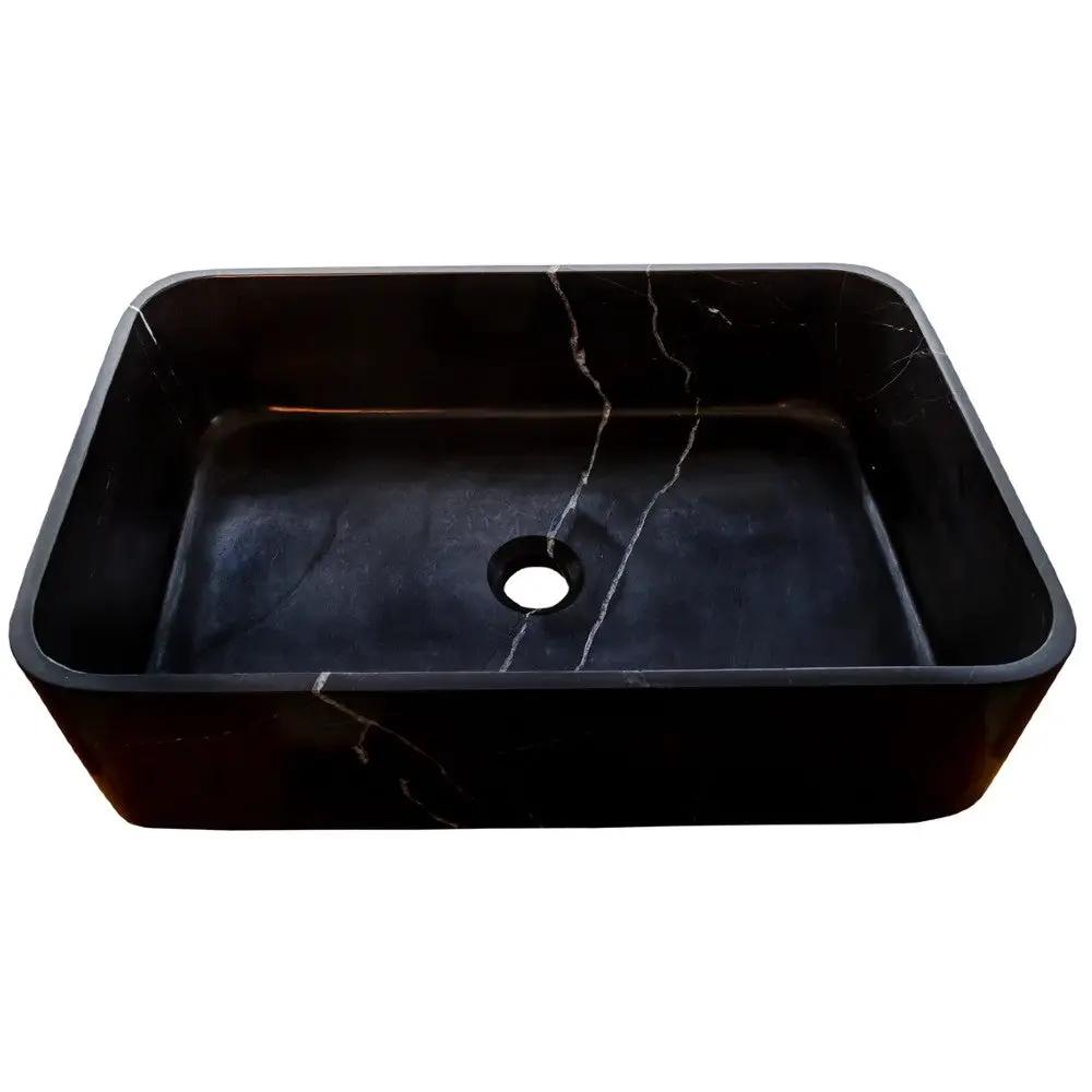 Black Marble Farmhouse Rectangular Sink - Polished 13.5x21.5 by GobekDesign