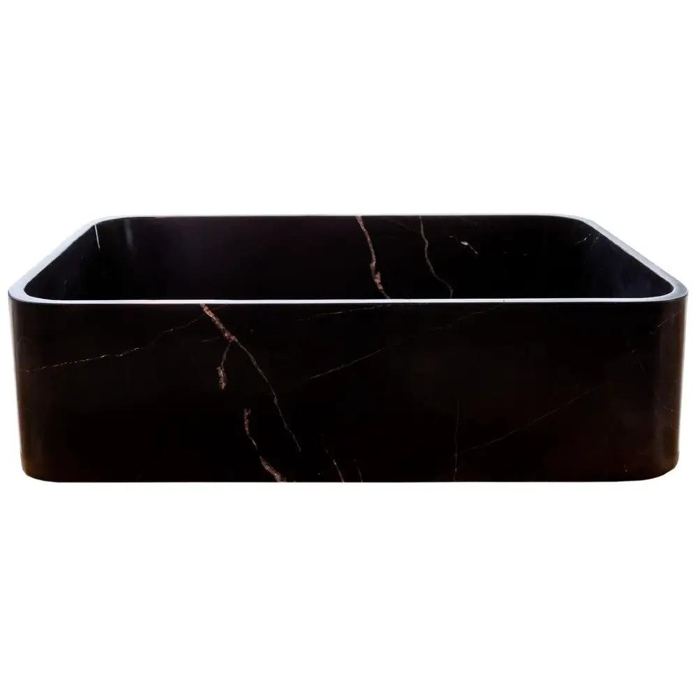 Black Marble Farmhouse Rectangular Sink - Polished 13.5x21.5 by GobekDesign