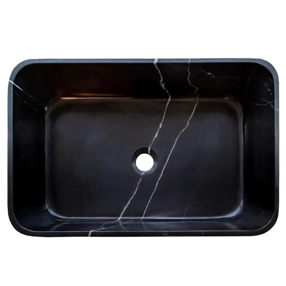 Black Marble Farmhouse Rectangular Sink - Polished 13.5x21.5 by GobekDesign