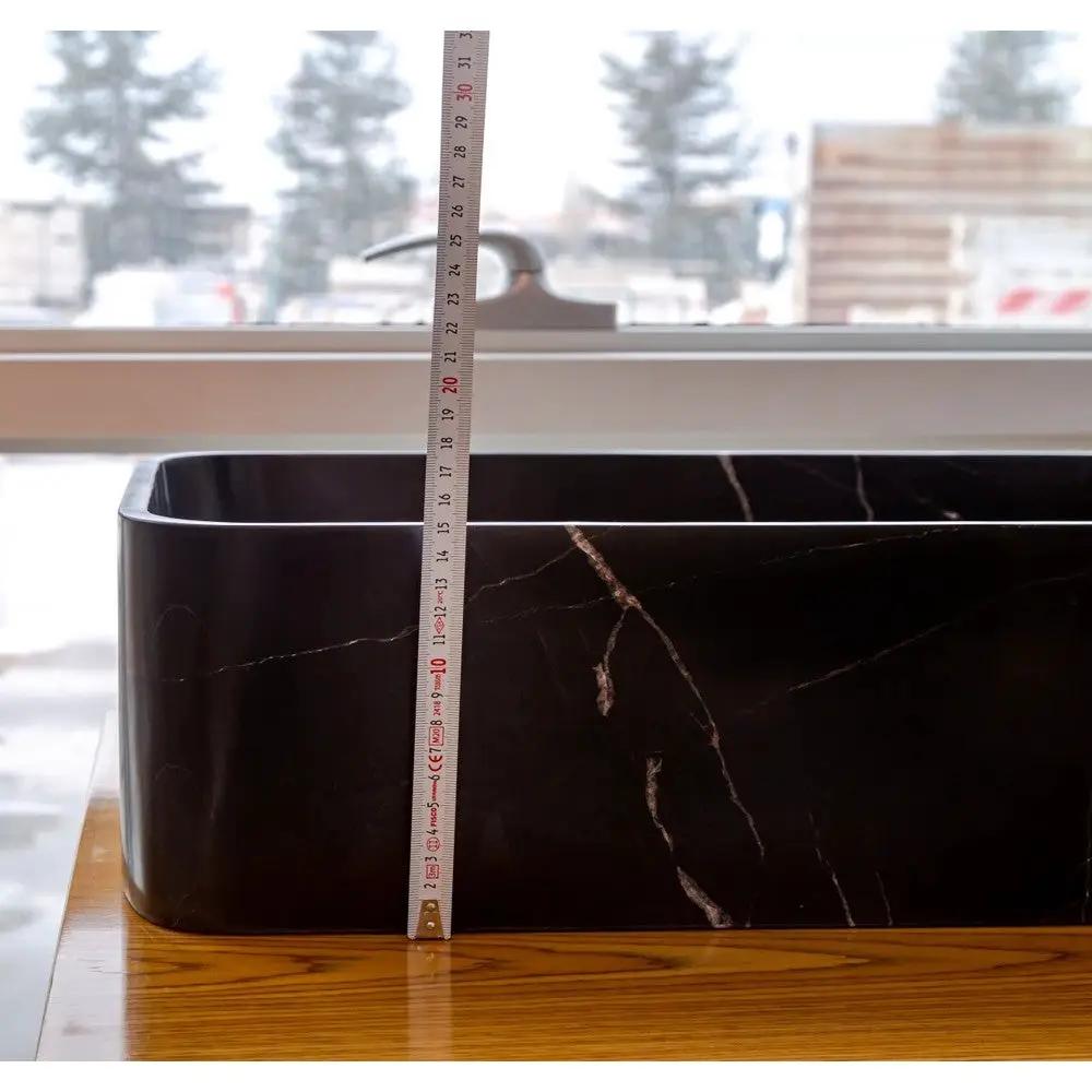 Black Marble Farmhouse Rectangular Sink - Polished 13.5x21.5 by GobekDesign