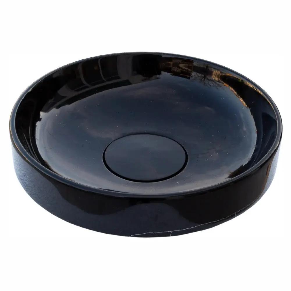 Toros Black Marble Above Counter Vessel Sink Polished Turkish Handcrafted 16 x 6 by GobekDesign