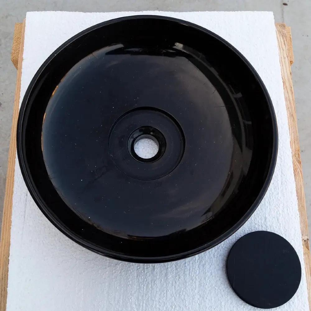 Toros Black Marble Above Counter Vessel Sink Polished Turkish Handcrafted 16 x 6 by GobekDesign