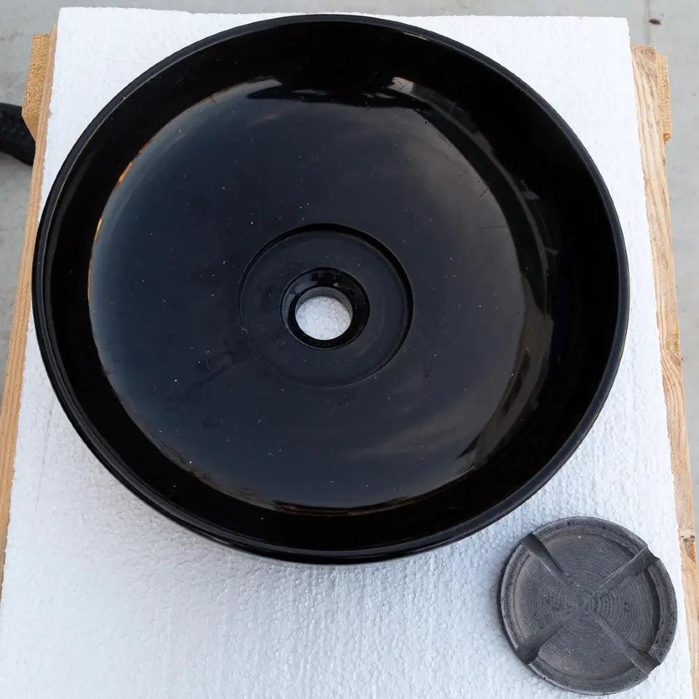 Toros Black Marble Above Counter Vessel Sink Polished Turkish Handcrafted 16 x 6 by GobekDesign