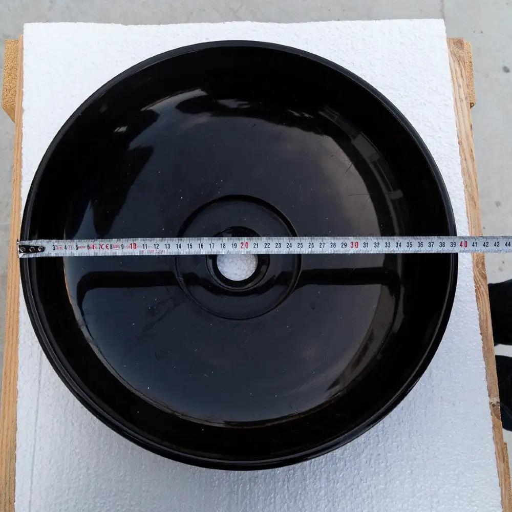Toros Black Marble Above Counter Vessel Sink Polished Turkish Handcrafted 16 x 6 by GobekDesign