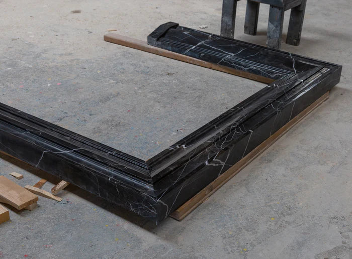 Toros Black Marble Hand-carved Fireplace Mantel Polished (L)49" (H)69" by GobekDesign