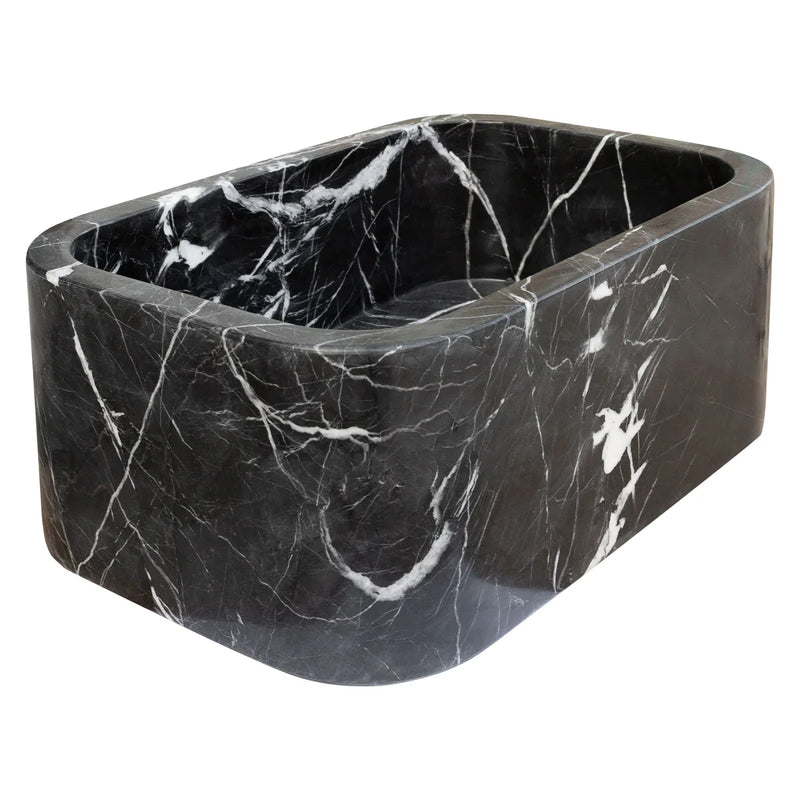 Toros Black Marble Rectangular Wall-mount Bathroom Sink (W)12" (L)18" (H)7" by GobekDesign