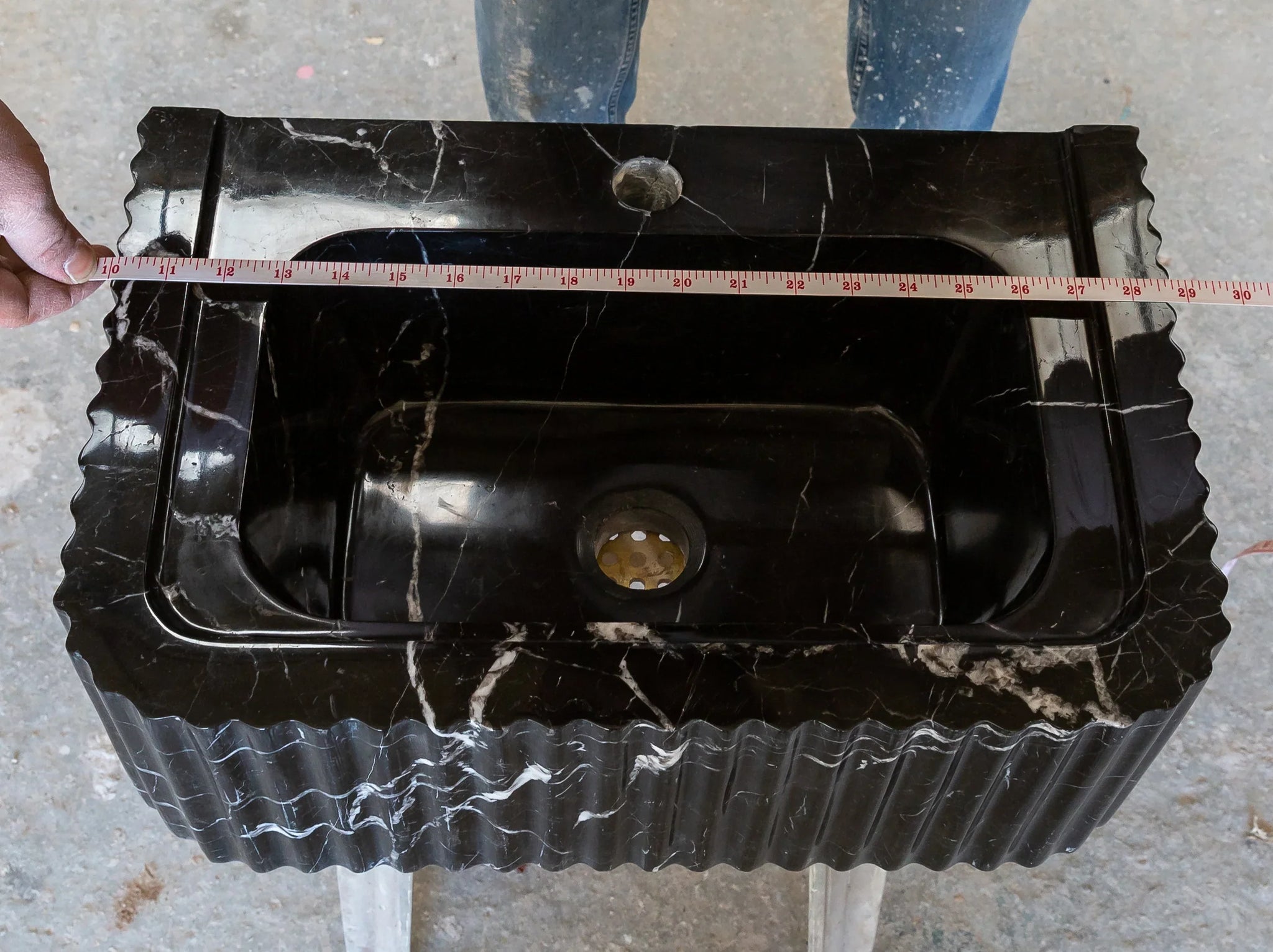 Toros Black Marble Rectangular Wall-mount Polished Sink (W)12" (L)19" (H)7" by GobekDesign