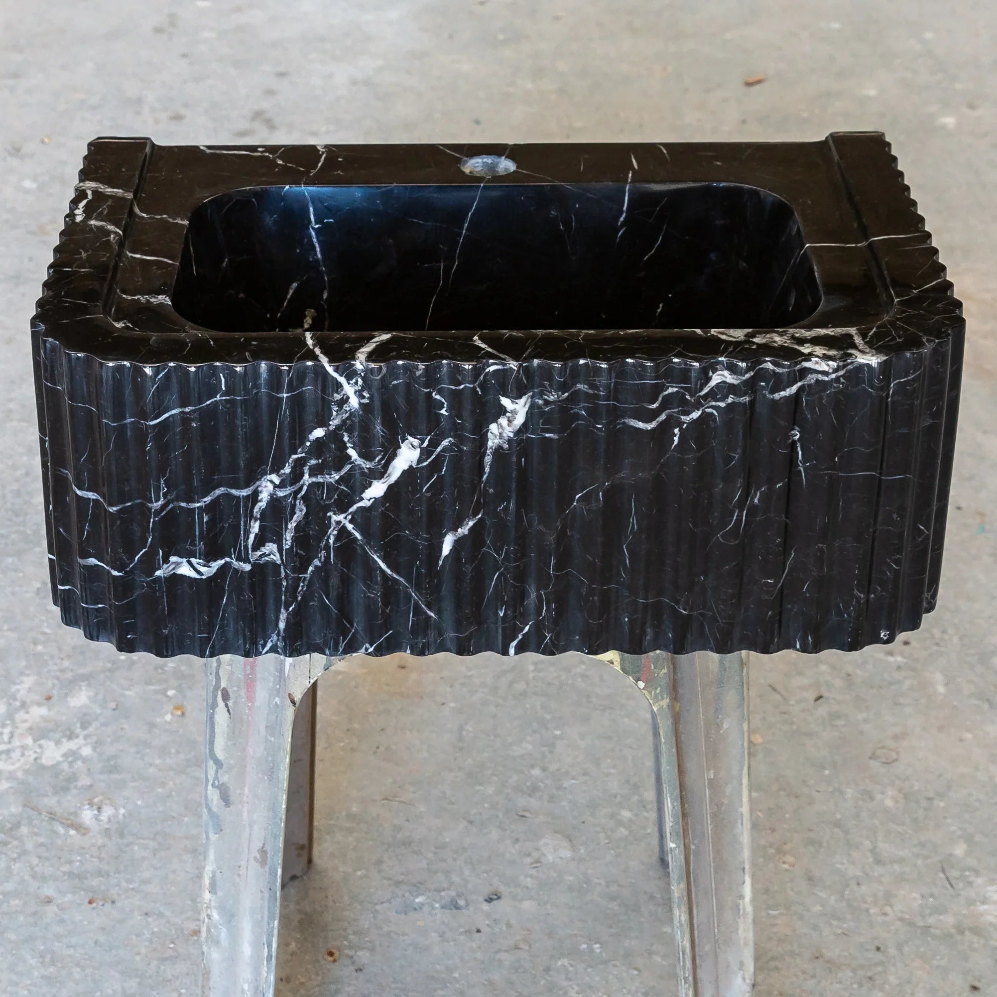 Toros Black Marble Rectangular Wall-mount Polished Sink (W)12" (L)19" (H)7" by GobekDesign