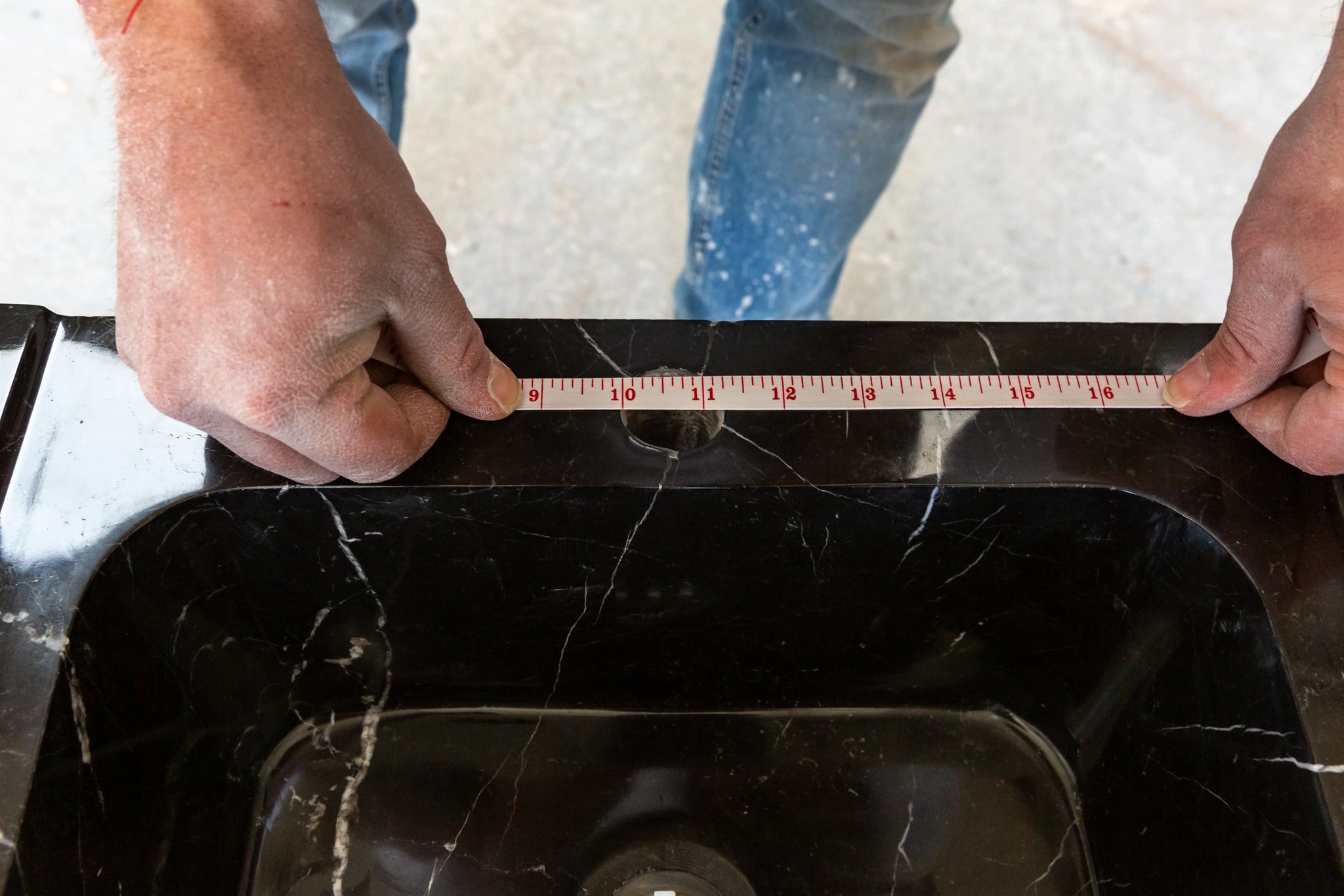 Toros Black Marble Rectangular Wall-mount Polished Sink (W)12" (L)19" (H)7" by GobekDesign