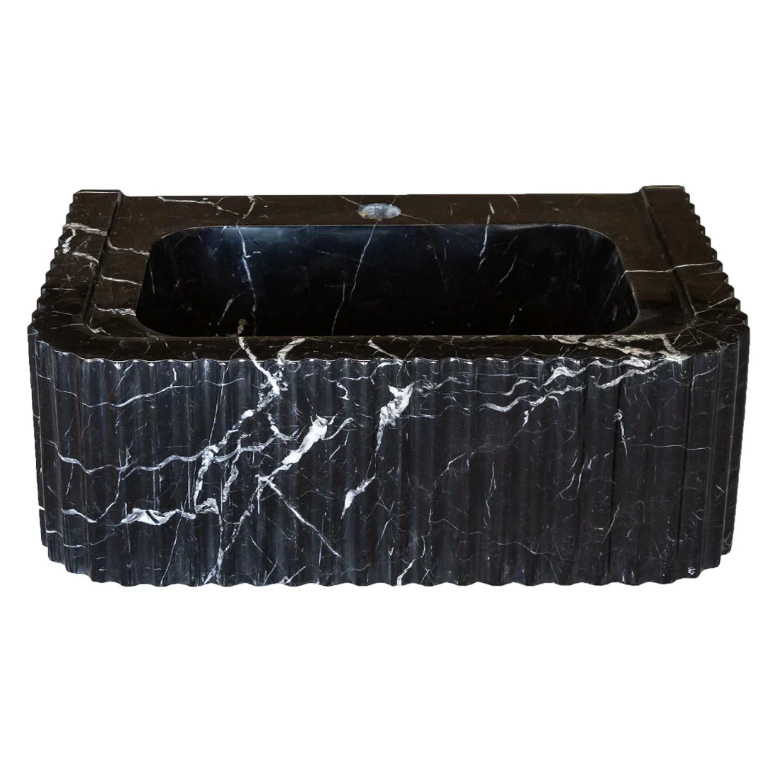 Toros Black Marble Rectangular Wall-mount Polished Sink (W)12" (L)19" (H)7" by GobekDesign