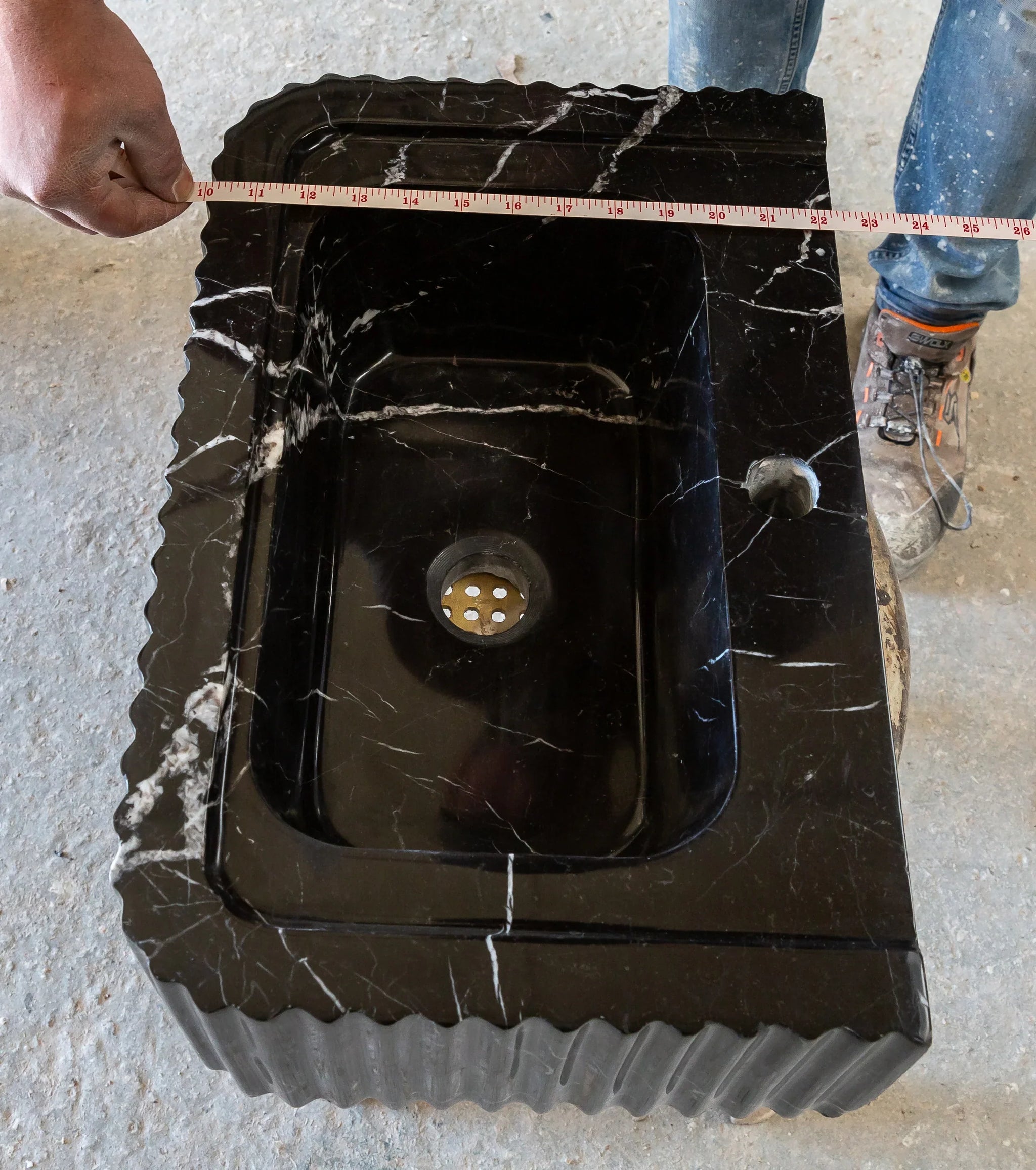 Toros Black Marble Rectangular Wall-mount Polished Sink (W)12" (L)19" (H)7" by GobekDesign