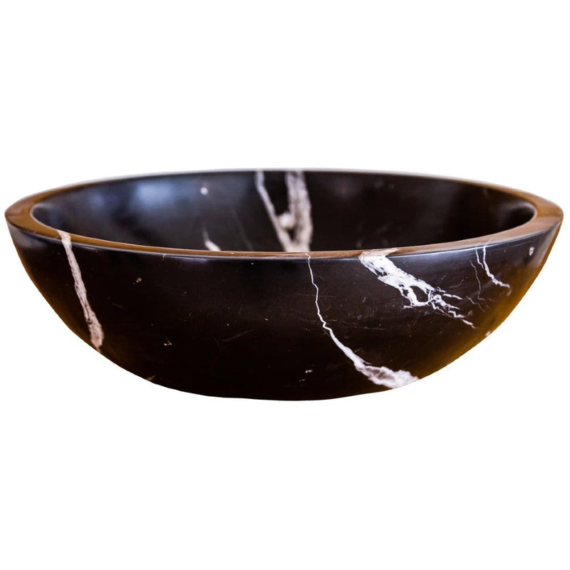 Natural Stone Toros Black Marble Vessel Sink Bowl Polished (D)16" (H)6" by GobekDesign