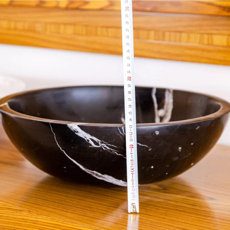 Natural Stone Toros Black Marble Vessel Sink Bowl Polished (D)16" (H)6" by GobekDesign