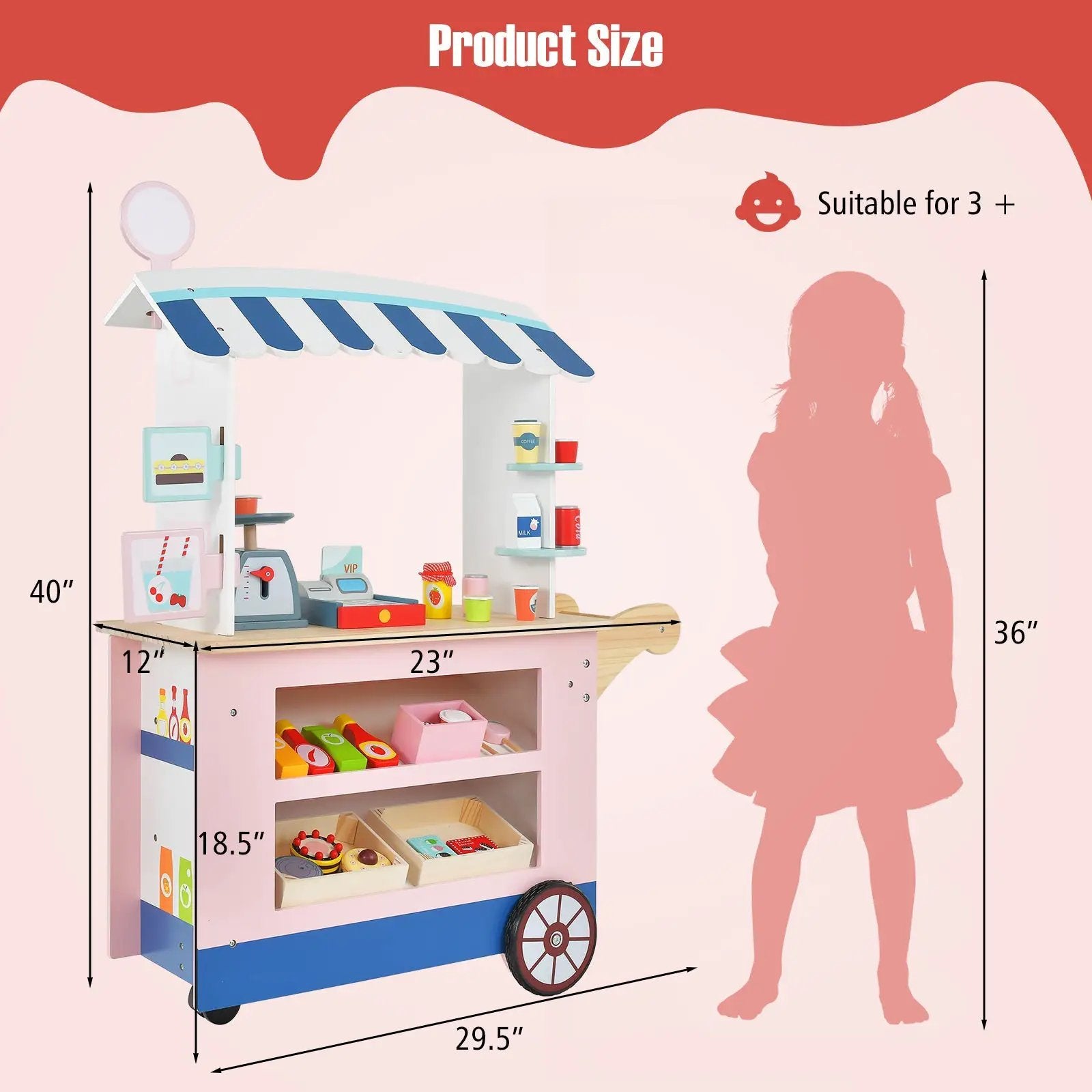 Toy Cart Play Set with POS Machine and Lovely Scale by DirectDeals