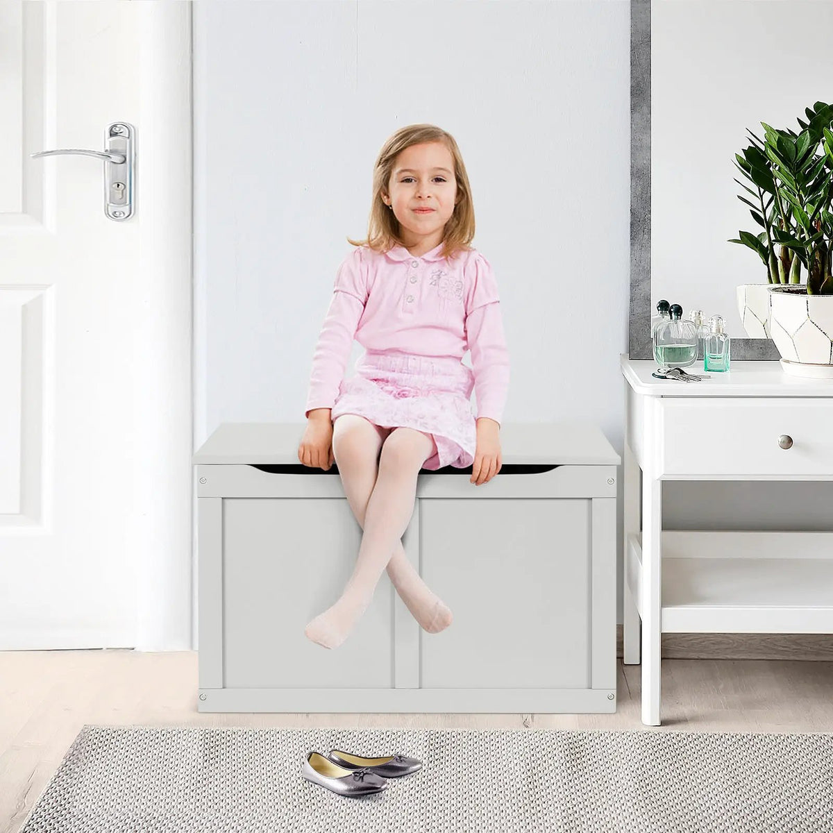 Safety Hinge Wooden Chest Organizer Toy Storage Box by DirectDeals
