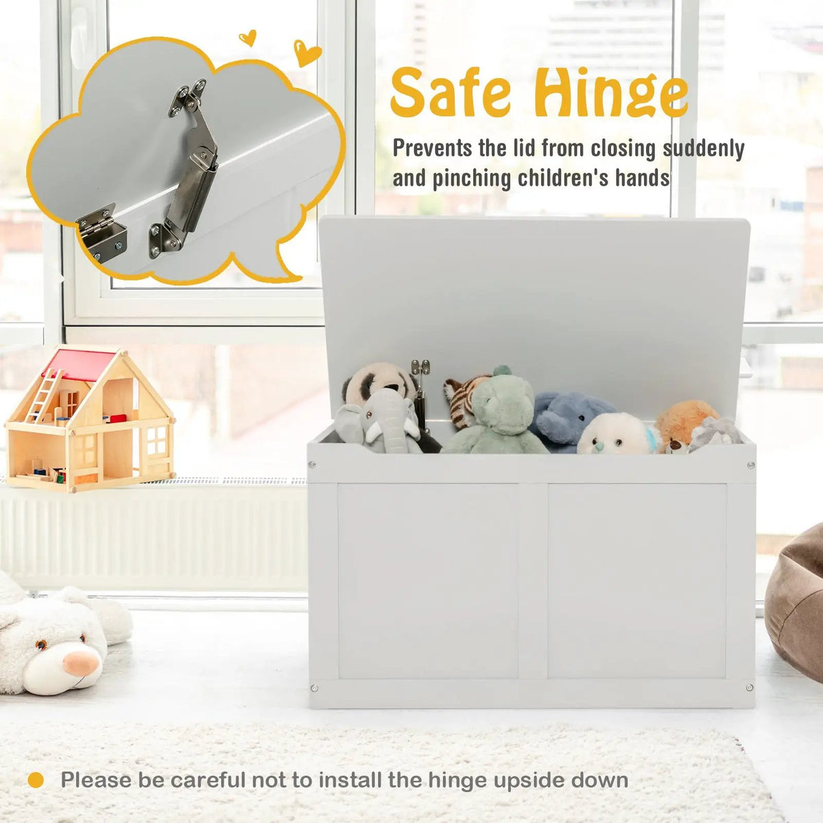 Safety Hinge Wooden Chest Organizer Toy Storage Box by DirectDeals