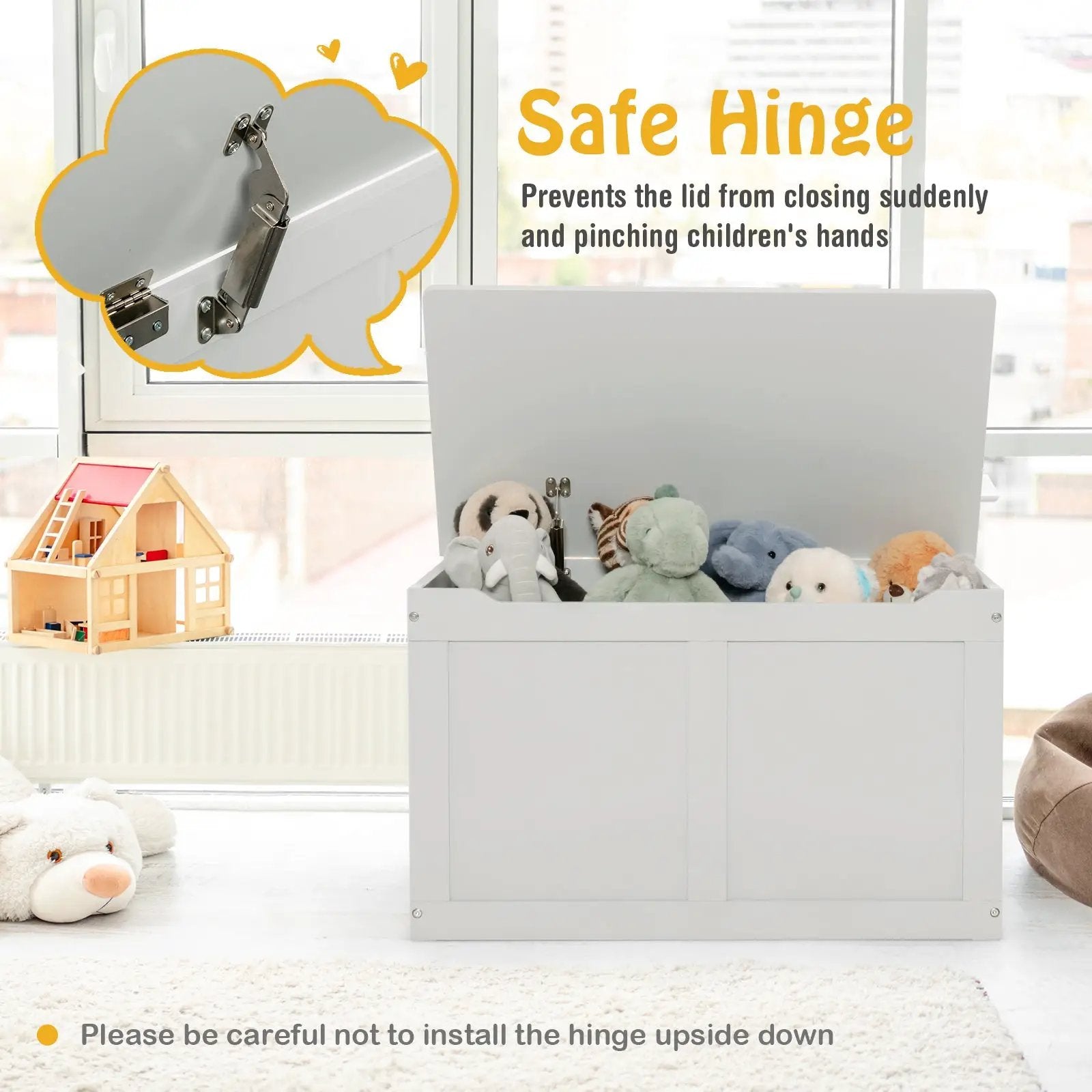 Safety Hinge Wooden Chest Organizer Toy Storage Box by DirectDeals