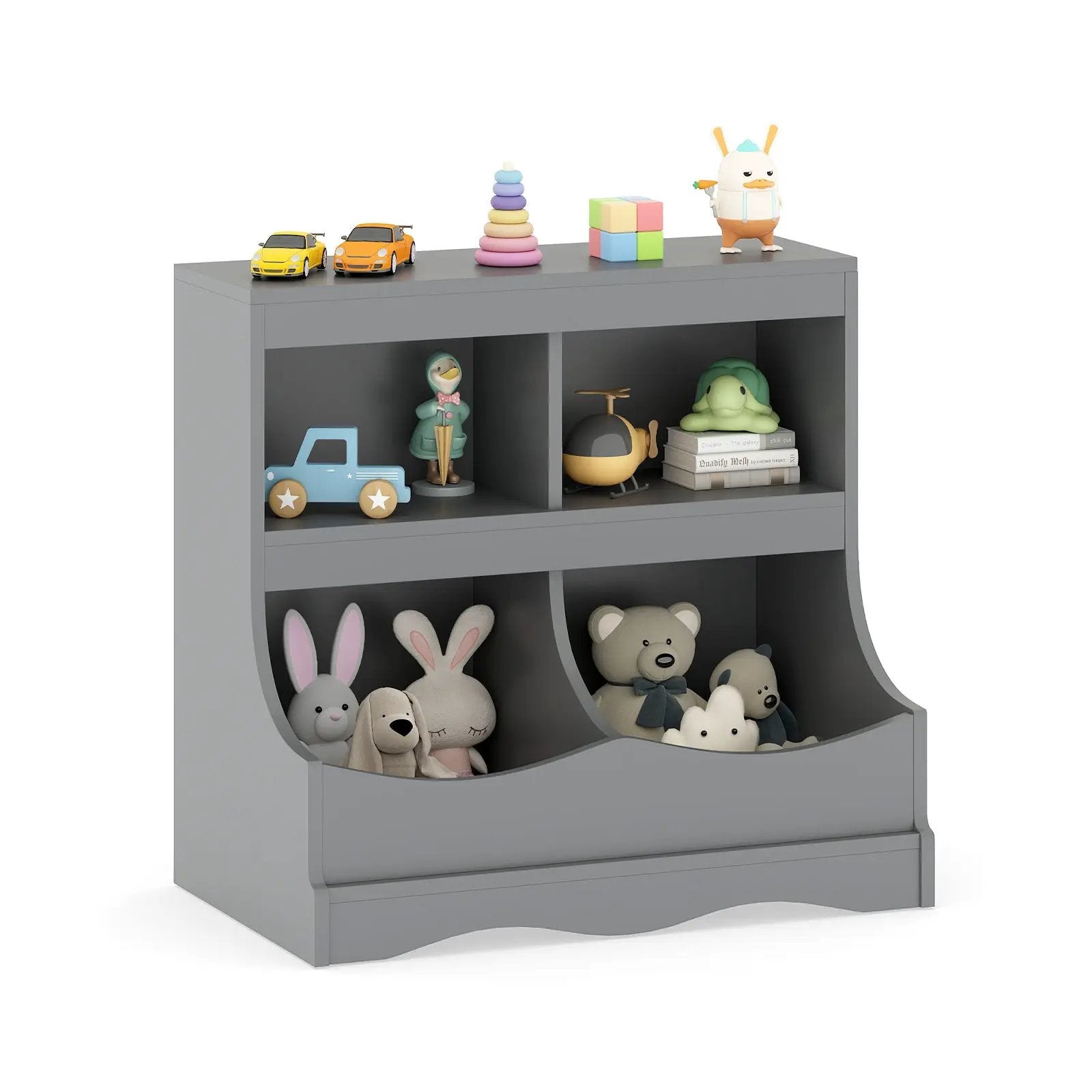 Toy Storage Organizer 4-Cubby Kids Bookcase for Toys and Books by DirectDeals