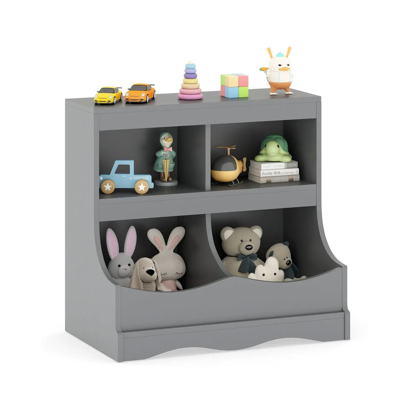 Toy Storage Organizer 4-Cubby Kids Bookcase for Toys and Books by DirectDeals