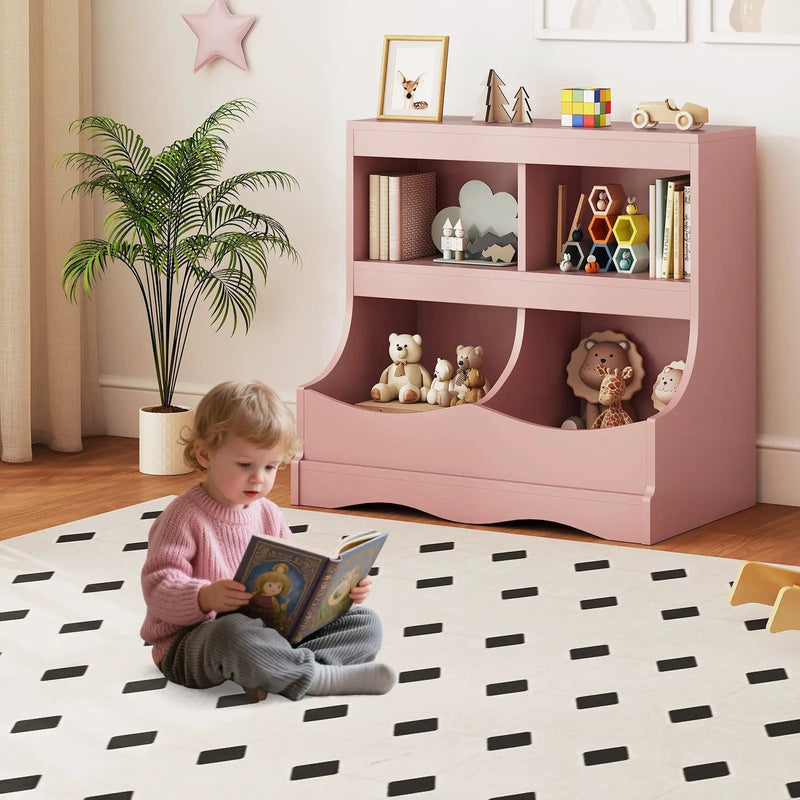 Toy Storage Organizer 4-Cubby Kids Bookcase for Toys and Books by DirectDeals