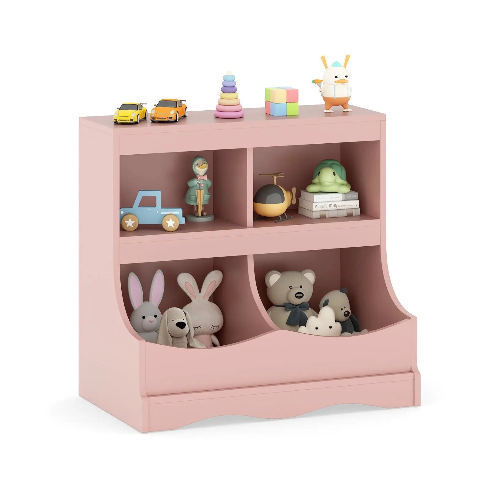 Toy Storage Organizer 4-Cubby Kids Bookcase for Toys and Books by DirectDeals
